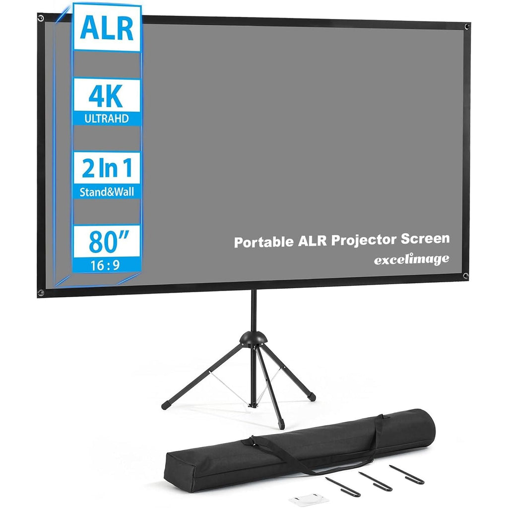 Portable Projector Screen 80 Inch 16:9 ALR High Contrast with Stand Outdoor