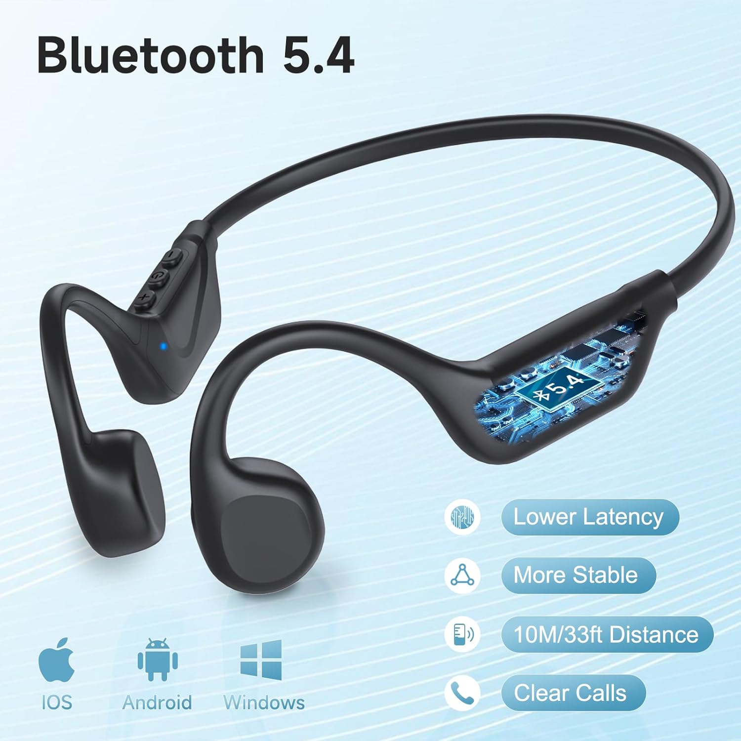 LOBKIN Headphones Bone Conduction Wireless Bluetooth 5.4 Open Ear Sports Mic