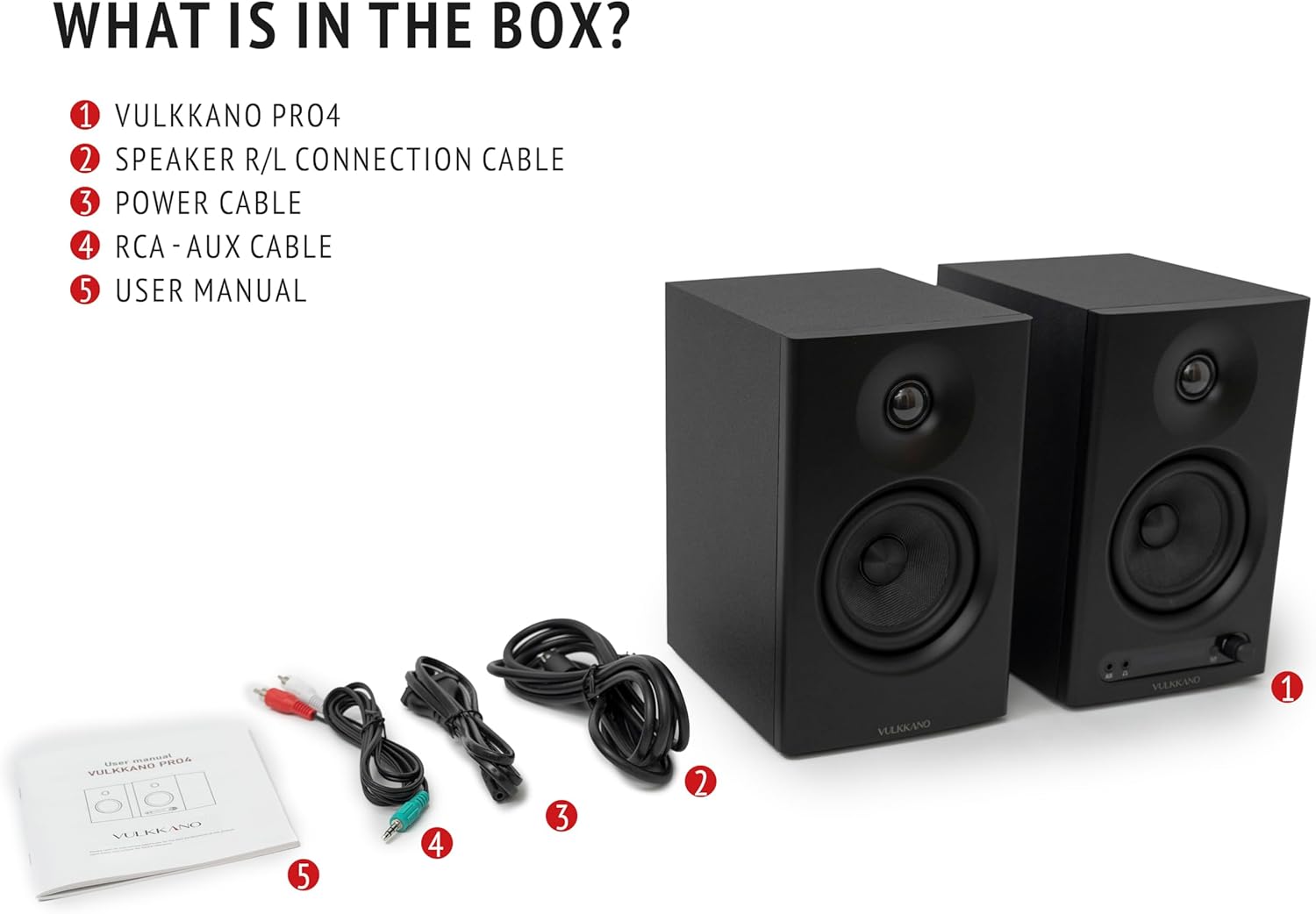 Studio Monitor Speakers 4 Inch Bluetooth TRS Optical PRO4 VULKKANO