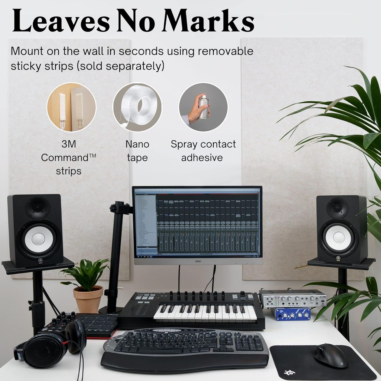 Acoustic Panels 2 Pack Large Soundproof Wall Panels 116x58cm Pale Blue AudioSilk